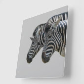 Zebra hoofden vierkante klok (Hoek)