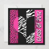 Zebra — Hot Pink Afstuderen afdrukken — Aangepast Kaart (Achterkant)