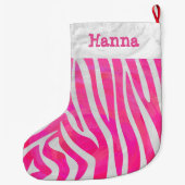 Zebra Hot Pink en White Grote Kerstsok (Achterkant)