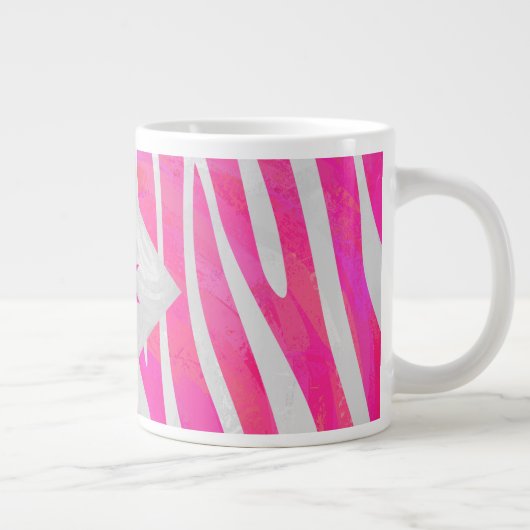 Zebra Hot Pink en White met Monogram Jumbo Mok (Rechts)