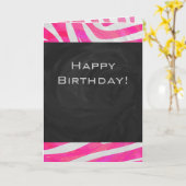 Zebra Hot Pink en White met Monogram Kaart (Gele Bloem)