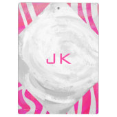 Zebra Hot Pink en White met Monogram Klembord (Achterkant)