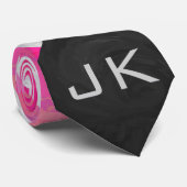 Zebra Hot Pink en White met Monogram Stropdas (Opgerold)