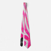 Zebra Hot Pink en White met Monogram Stropdas (Achterkant)