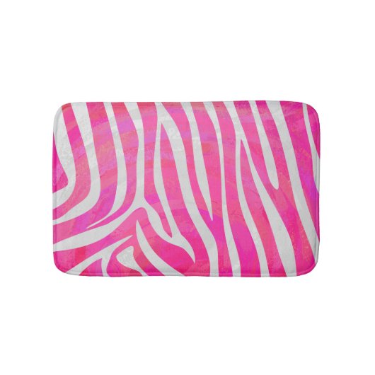 Zebra Hot Pink en White Print Badmat (Voorkant)