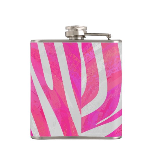 Zebra Hot Pink en White Print Heupfles (Achterkant)