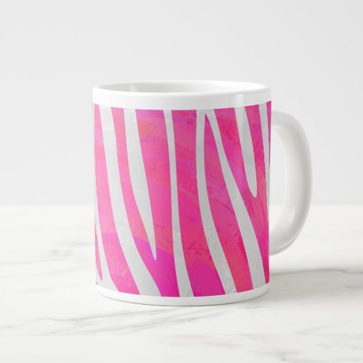 Zebra Hot Pink en White Print Jumbo Mok (Voorkant rechts)