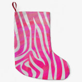 Zebra Hot Pink en White Print Kleine Kerstsok (Voorkant)