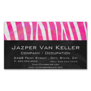 Zebra Hot Pink en White Print Magnetisch Visitekaartje