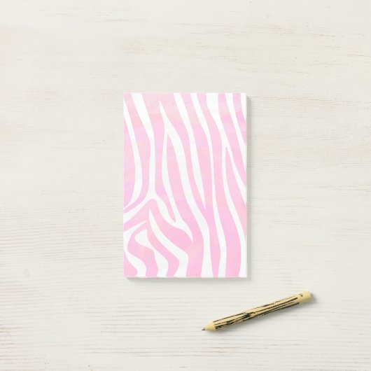 Zebra Hot Pink en White Print Post-it® Notes (Op bureau)