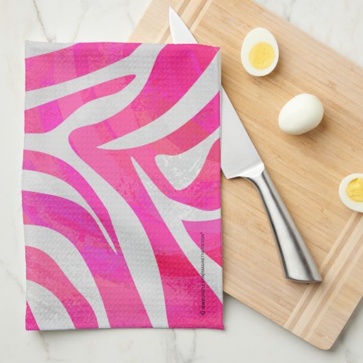 Zebra Hot Pink en White Print Theedoek (Quarter Fold)