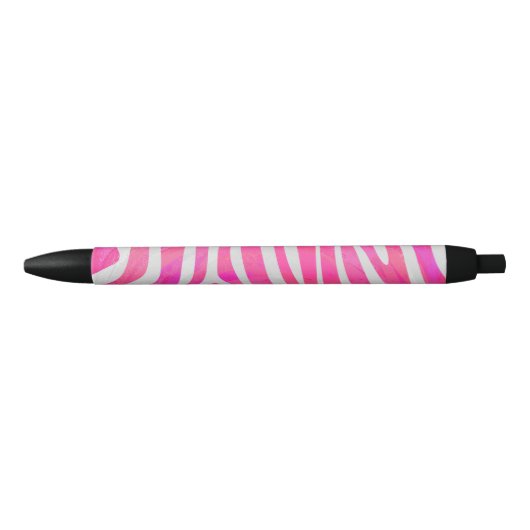 Zebra Hot Pink en White Print Zwarte Inkt Pen (Voorkant)