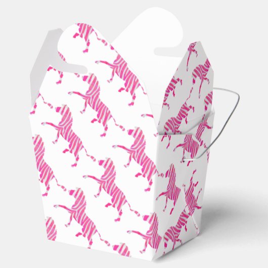 Zebra Hot Pink en White Silhouette Bedankdoosjes (Geopend)