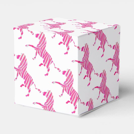 Zebra Hot Pink en White Silhouette Bedankdoosjes (Achterkant)