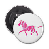 Zebra Hot Pink en White Silhouette Button Flesopener (Voorkant)