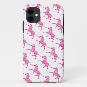 Zebra Hot Pink en White Silhouette iPhone 11 Hoesje
