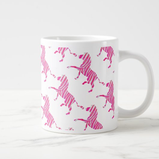 Zebra Hot Pink en White Silhouette Jumbo Mok (Rechts)