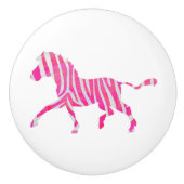 Zebra Hot Pink en White Silhouette Keramische Knop (Voorkant)