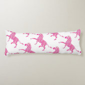 Zebra Hot Pink en White Silhouette Lichaamskussen (Voorkant)