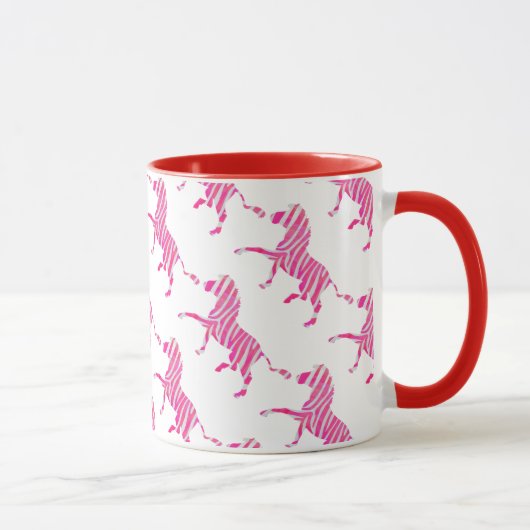 Zebra Hot Pink en White Silhouette Mok (Rechts)