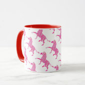 Zebra Hot Pink en White Silhouette Mok (Voorkant links)