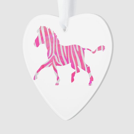 Zebra Hot Pink en White Silhouette Ornament (voorkant)