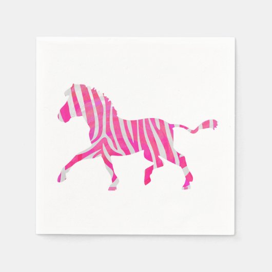 Zebra Hot Pink en White Silhouette Servetten (Voorkant)