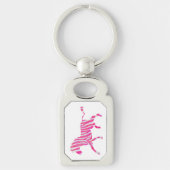 Zebra Hot Pink en White Silhouette Sleutelhanger (Voorkant)