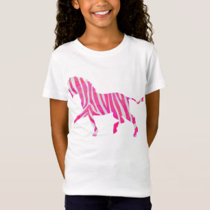 Zebra Hot Pink en White Silhouette T-shirt