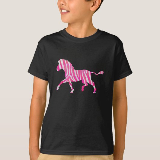 Zebra Hot Pink en White Silhouette T-shirt (Voorkant)