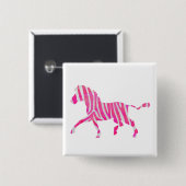 Zebra Hot Pink en White Silhouette Vierkante Button 5,1 Cm (Voorkant /achterkant)