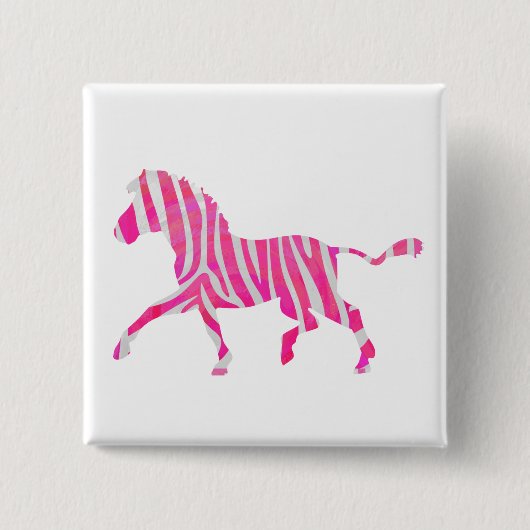 Zebra Hot Pink en White Silhouette Vierkante Button 5,1 Cm (Voorkant)