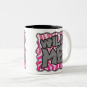 Zebra Hot Pink en White Wild Me Tweekleurige Koffiemok (Voorkant rechts)