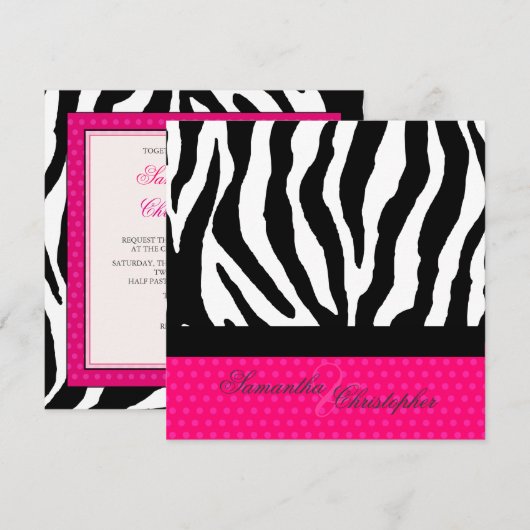 ZEBRA+HOT PINK POLKA DOTS DIY COLORS KAART (Voorkant / Achterkant)