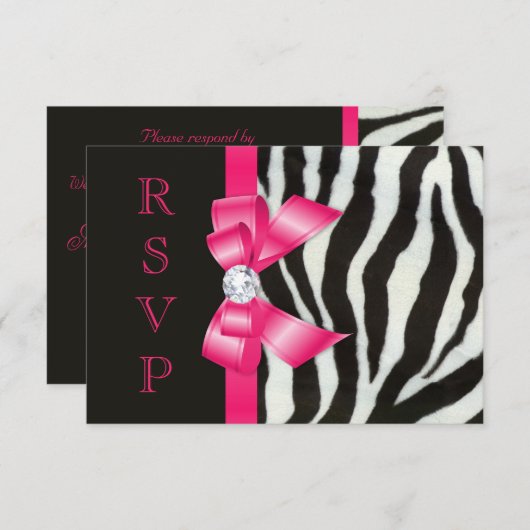 Zebra Hot Rose Bow RSVP (Devant / Derrière)
