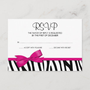 Zebra Hot-roze printplaat RSVP Kaartje