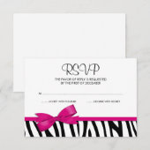Zebra Hot-roze printplaat RSVP Kaartje (Voorkant / Achterkant)