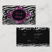 Zebra Hot Roze Zwart Wit Leopard Zebra Stripe Visitekaartje (Voorkant / Achterkant)