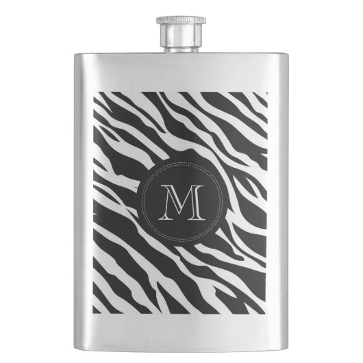Zebra huid | Aangepaste monogram fles Flacon (Voorkant)