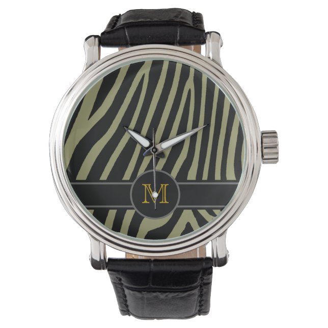 zebra huid om initiaal toe te voegen horloge (Voorkant)