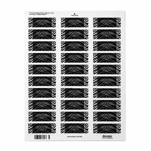 Zebra huidafdruk etiket (Full Sheet)