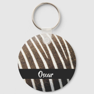 Zebra huidafdruk sleutelhanger