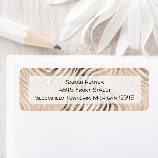 Zebra Huiddier, oerwoud safari retouradres Etiket (Insitu)