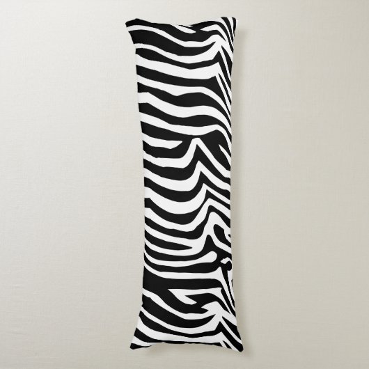 Zebra huidpatroon lichaamskussen (Voorkant Verticaal)