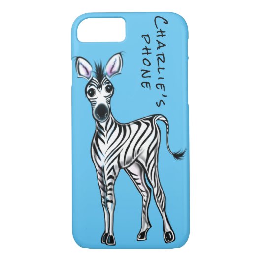 Zebra illustratie - blauw Case-Mate iPhone case (Achterkant)