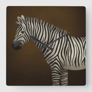 Zebra Illustratie exotische Wildlife Square Vierkante Klok