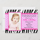 Zebra Imprime une photo rose vif Invitations d'ann (Devant)
