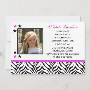 Zebra Imprimer: 9e anniversaire Invitations