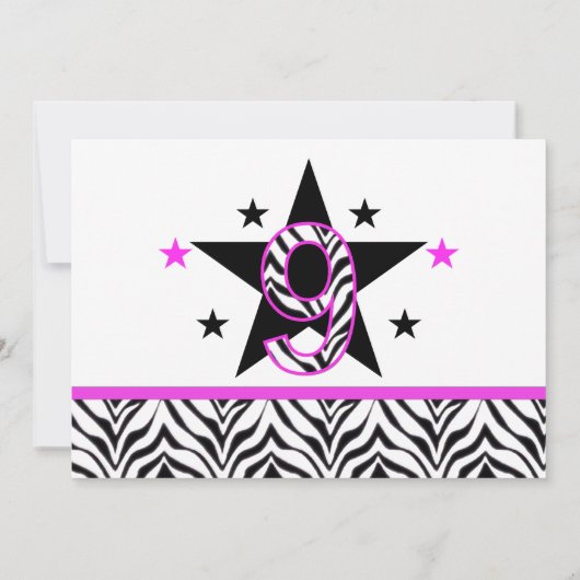 Zebra Imprimer: 9e anniversaire Invitations (Dos)