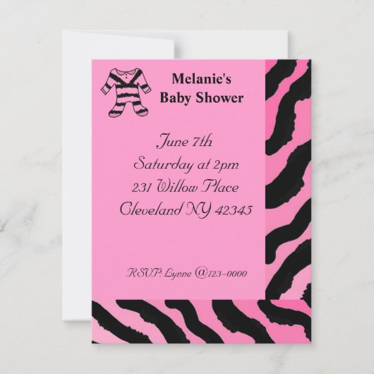 Zebra Imprimer Baby shower Invitation (Devant)